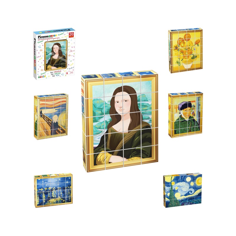 20pc 1 Magnetic Puzzle Cubes Famous World  Paintings