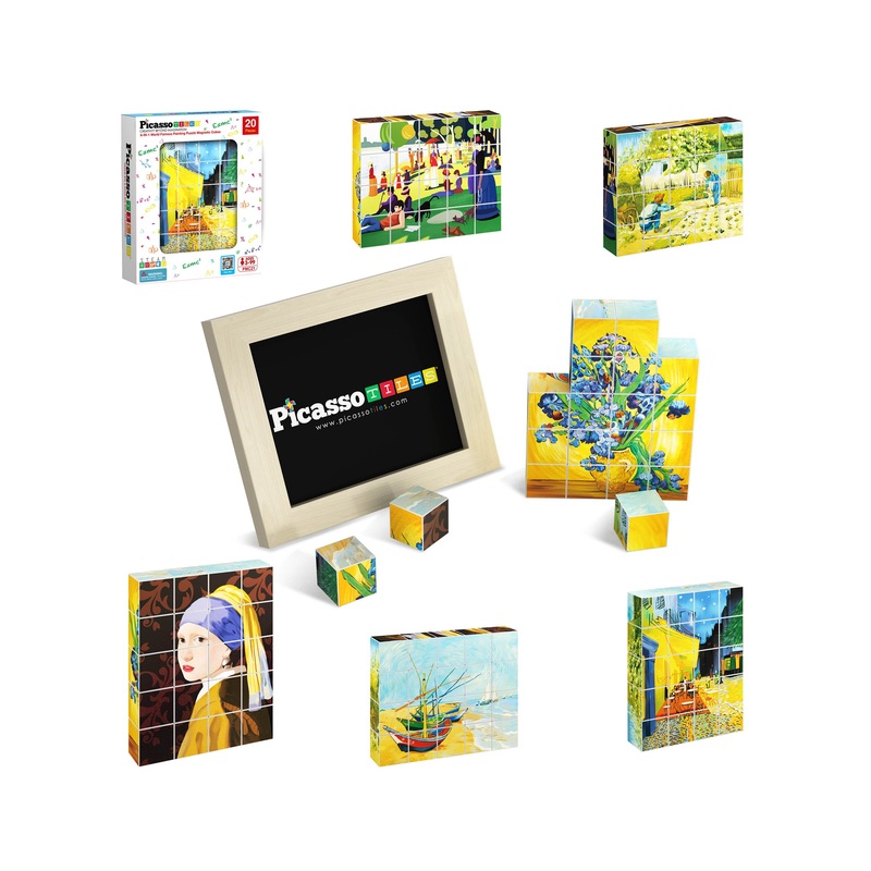 20pc 1 Magnetic Puzzle Cubes World Famous Paintings Set