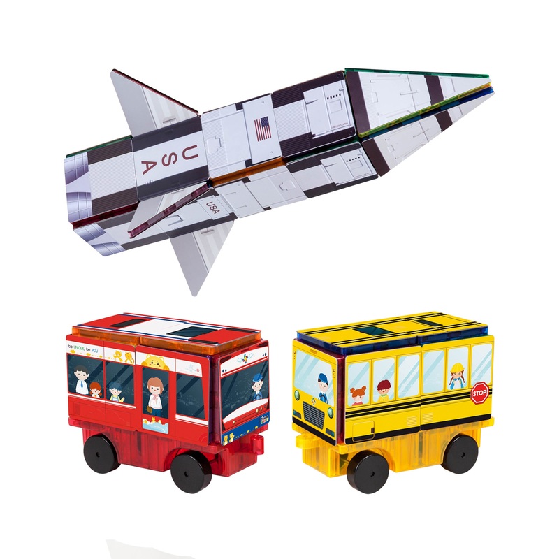 3in1 Rocket, Train, and Bus with Stick on Designs