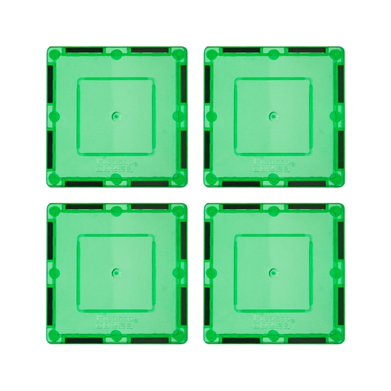 4 Piece 3 x 3 Green Square Magnetic Tiles