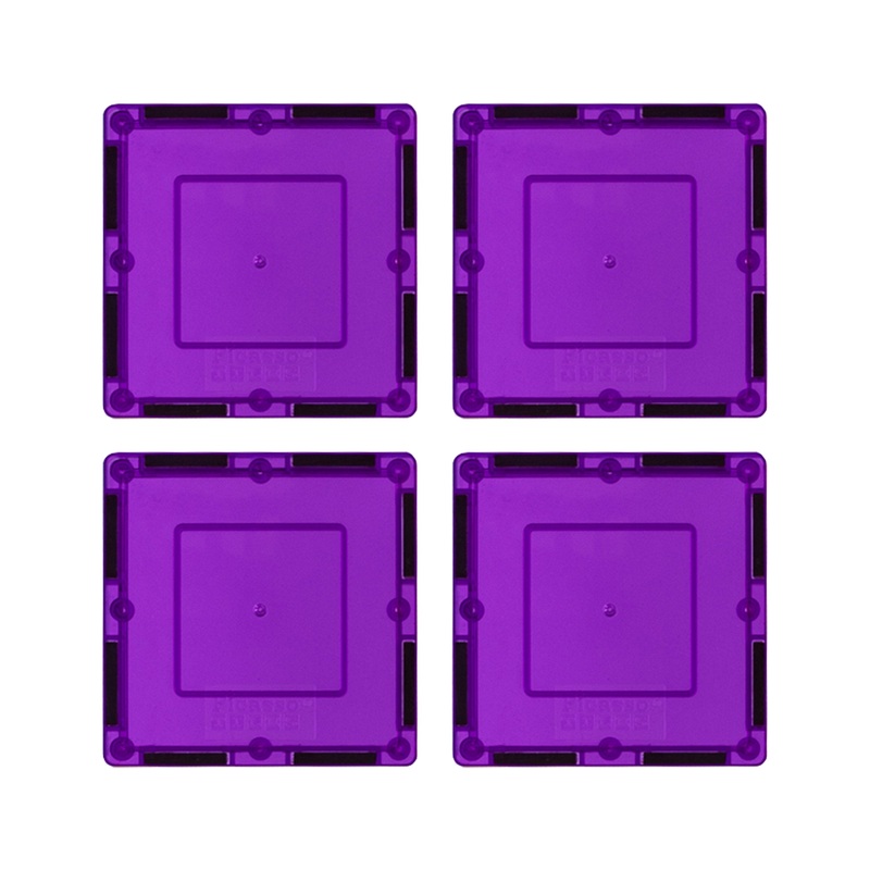 4 Piece 3 x 3 Purple Square Magnetic Tiles