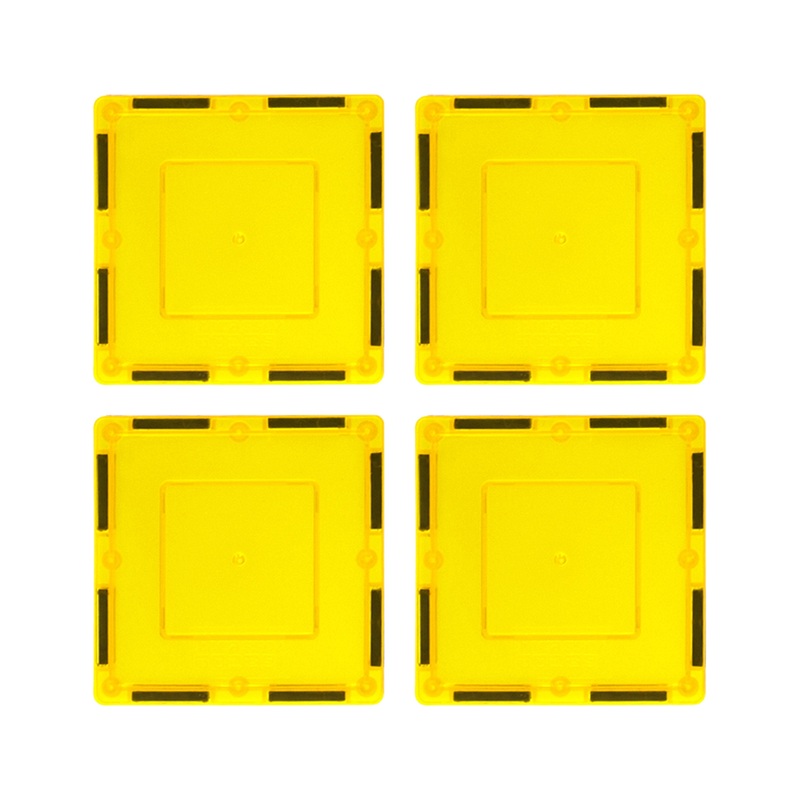 4 Piece 3 x 3 Yellow Square Magnetic Tiles