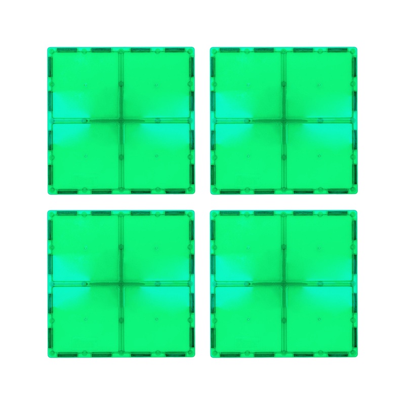4 Piece 6 x 6 Green Square Magnetic Tiles