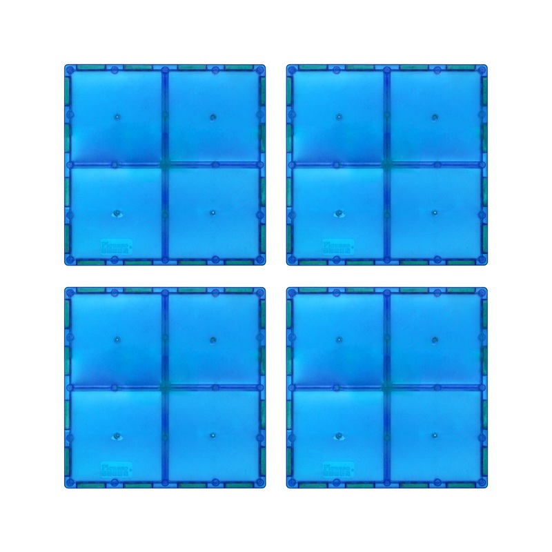 4 Piece 6 x 6 Light Blue Square Magnetic Tiles