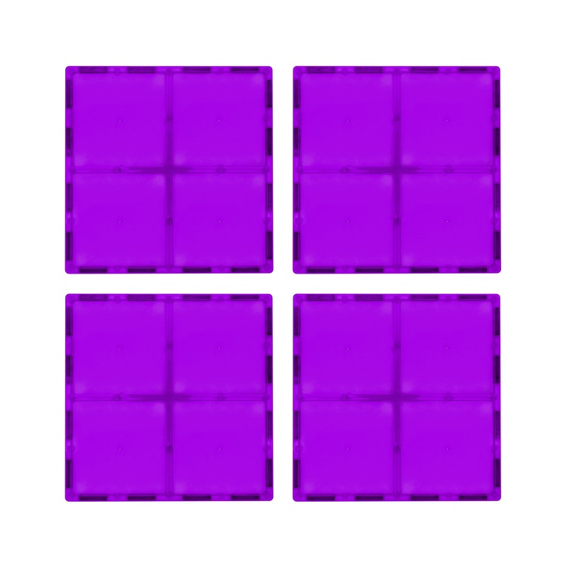 4 Piece 6 x 6 Purple Square Magnetic Tiles