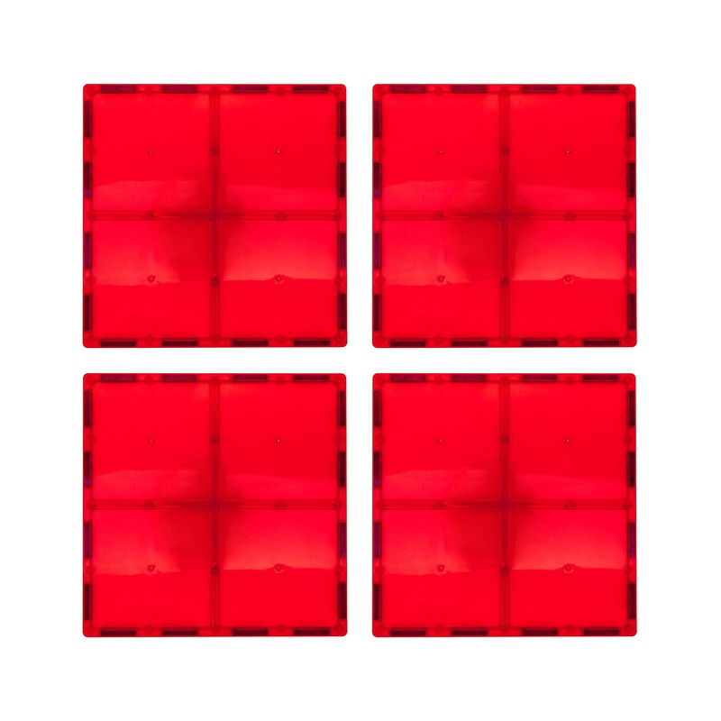 4 Piece 6 x 6 Red Square Magnetic Tiles