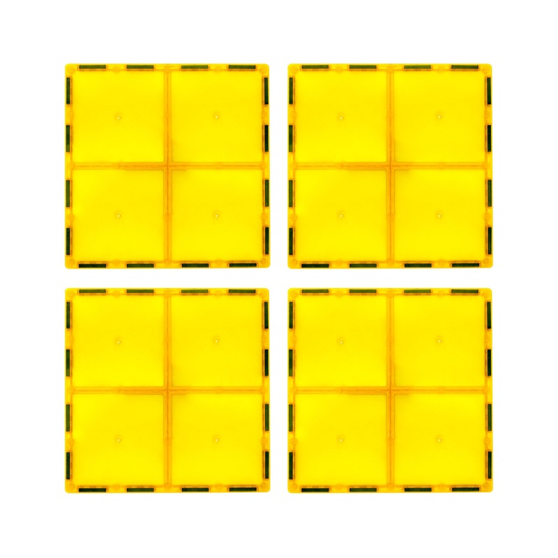 4 Piece 6 x 6 Yellow Square Magnetic Tiles
