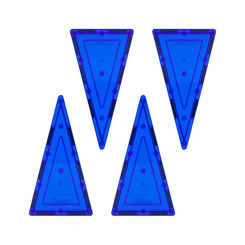 4 Piece Blue Tall Triangle Magnetic Tiles