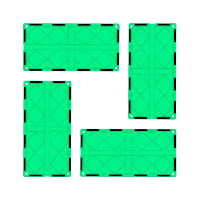 4 Piece Green Race Car Track Long Magnetic Tiles