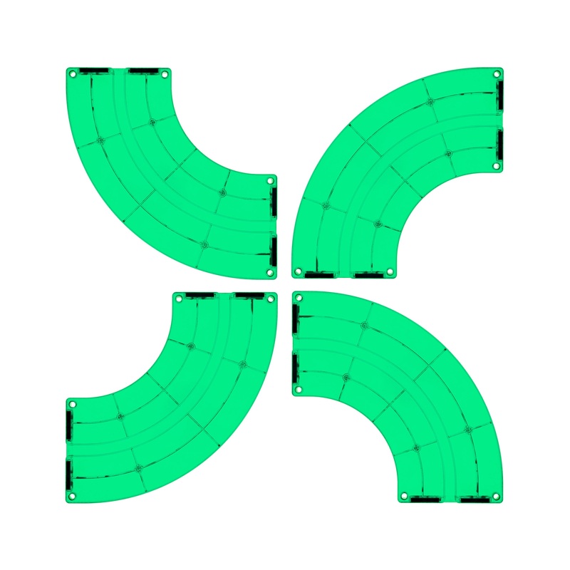 4 Piece Green Race Car Track Quarter Round Magnetic Tiles