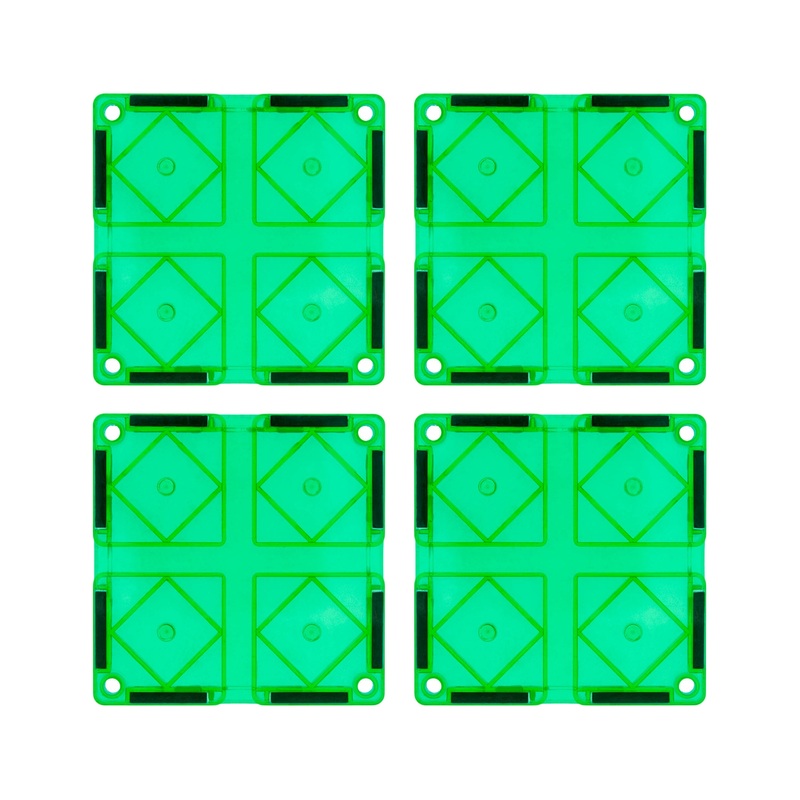 4 Piece Green Race Car Track Short Magnetic Tiles