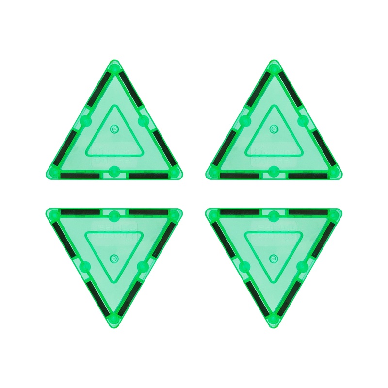 4 Piece Green Small Triangle Magnetic Tiles