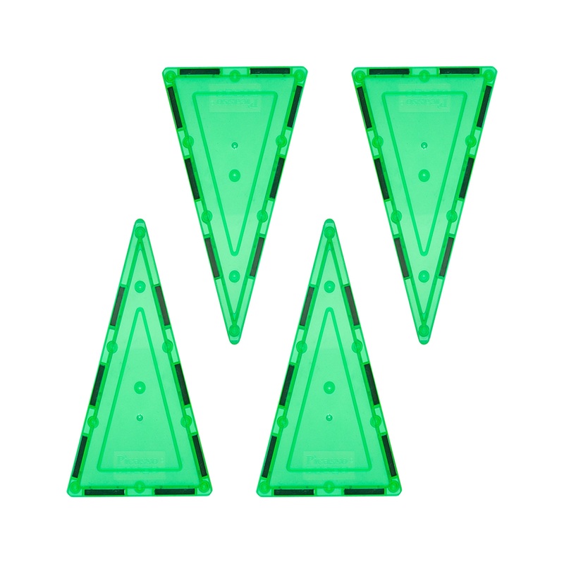 4 Piece Green Tall Triangle Magnetic Tiles
