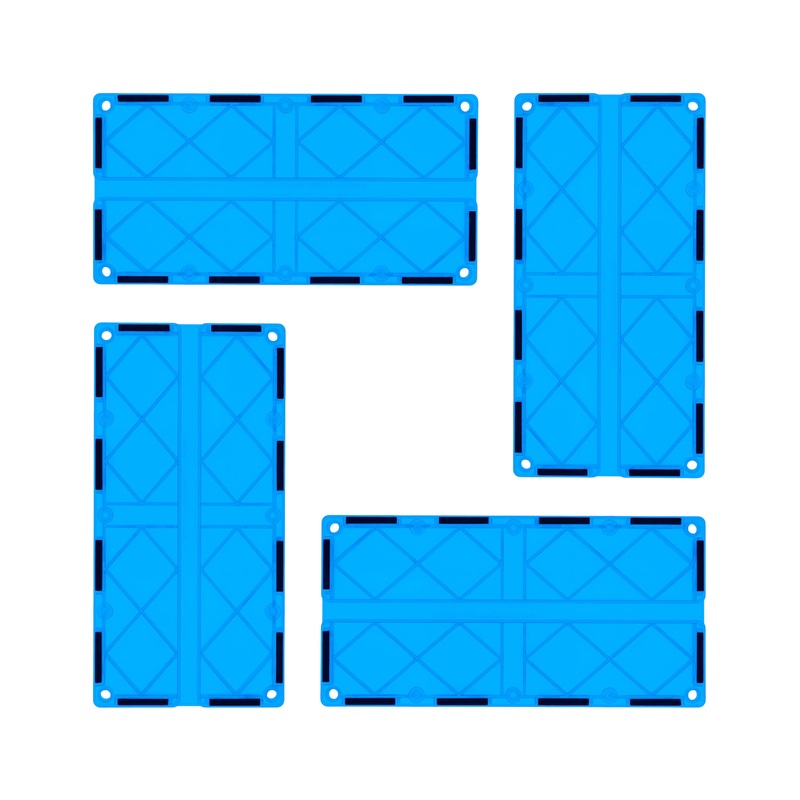 4 Piece Light Blue Race Car Track Long Magnetic Tiles