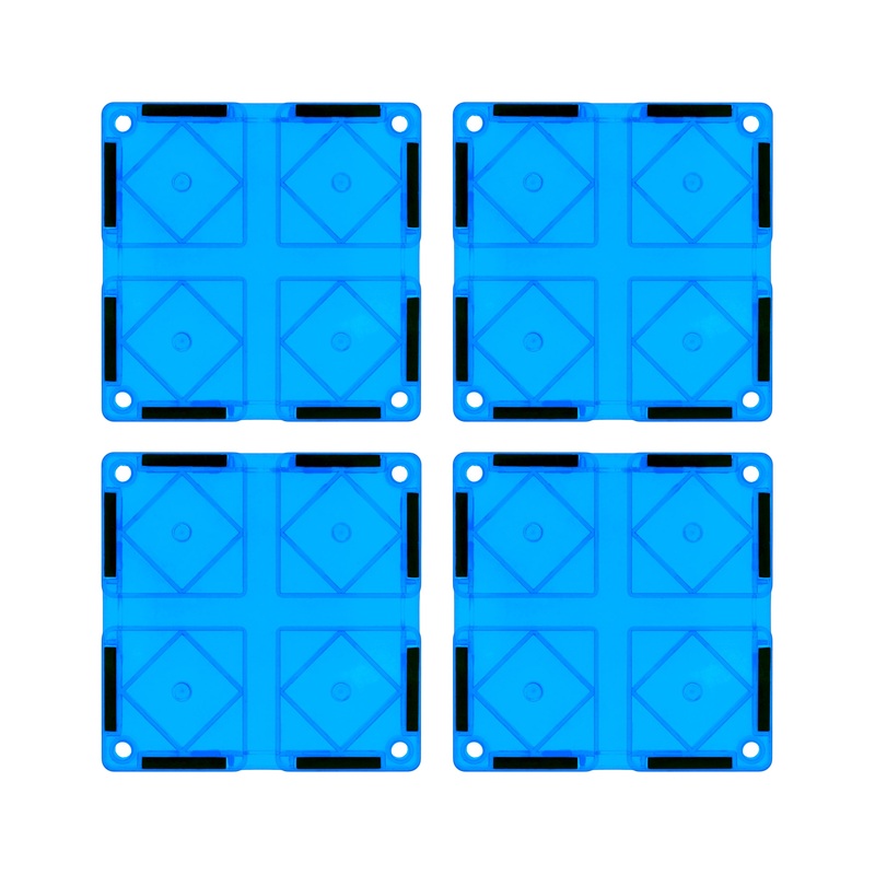 4 Piece Light Blue Race Car Track Short Magnetic Tiles