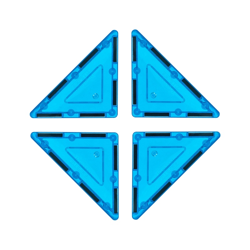 4 Piece Light Blue Right Triangle Magnetic Tiles