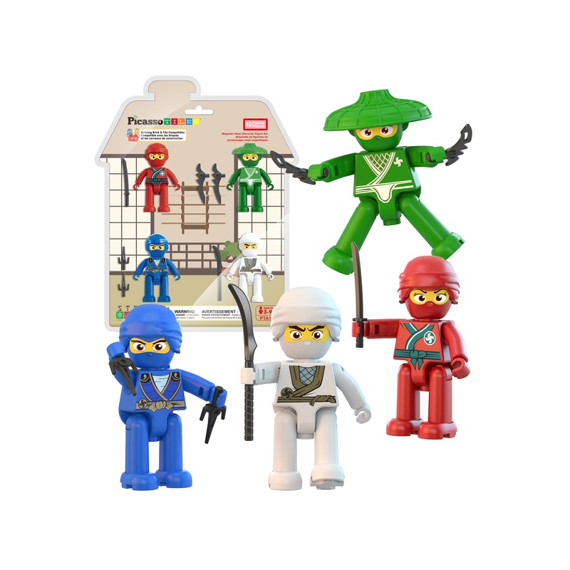 4 Piece Ninja Character Magnet Tile Figure Set