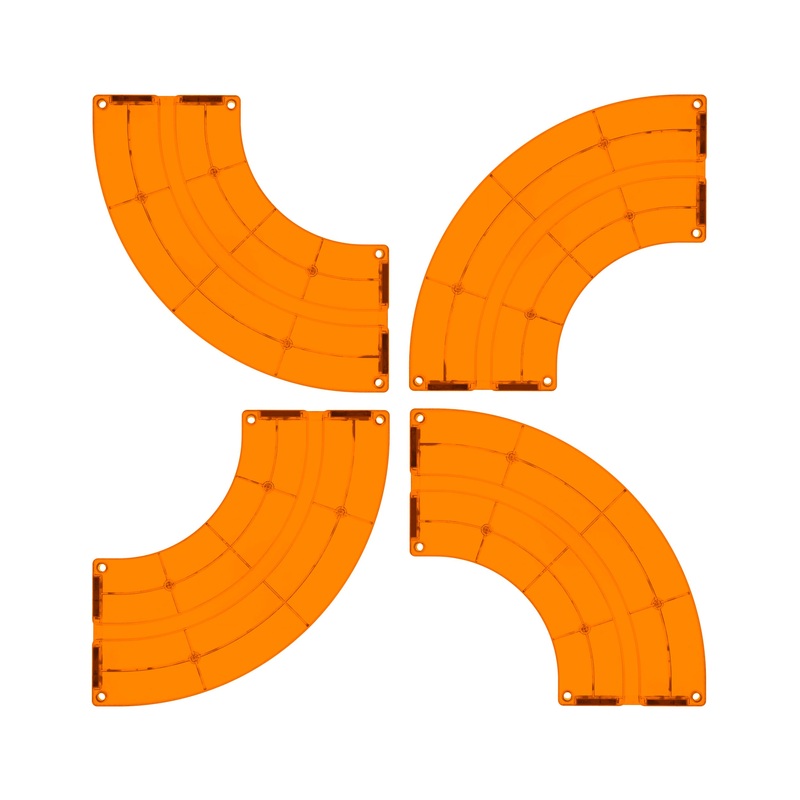 4 Piece Orange Race Car Track Quarter Round Magnetic Tiles
