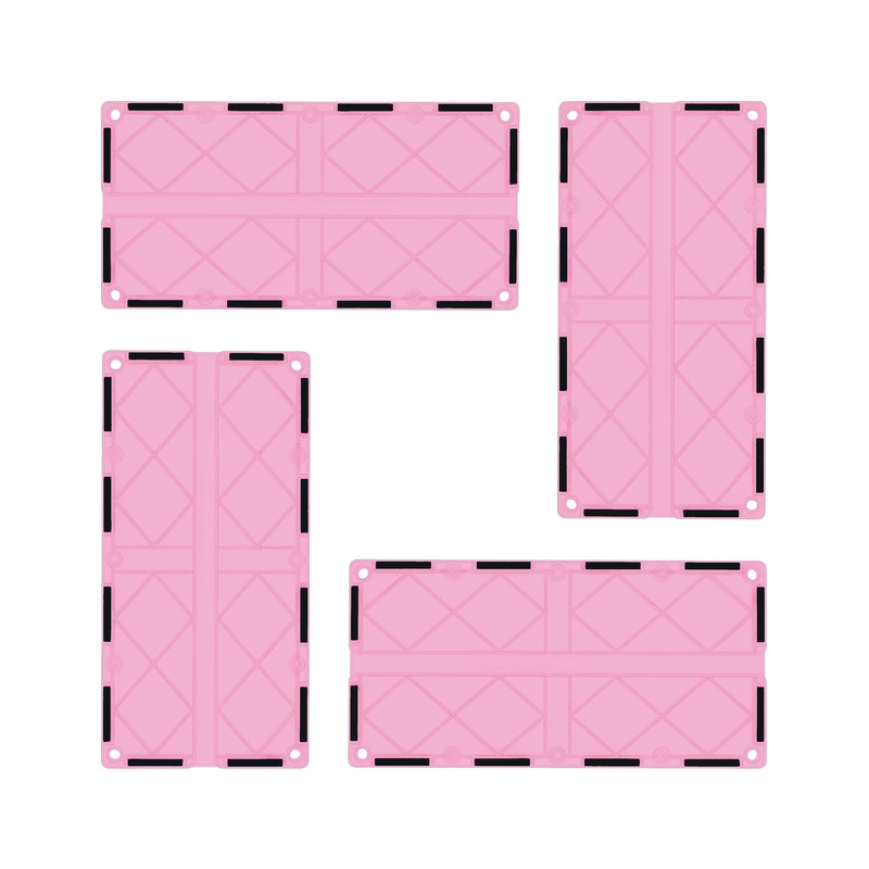 4 Piece Pink Race Car Track Long Magnetic Tiles