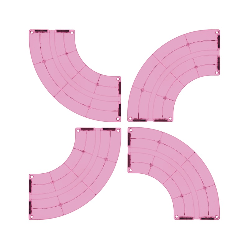 4 Piece Pink Race Car Track Quarter Round Magnetic Tiles