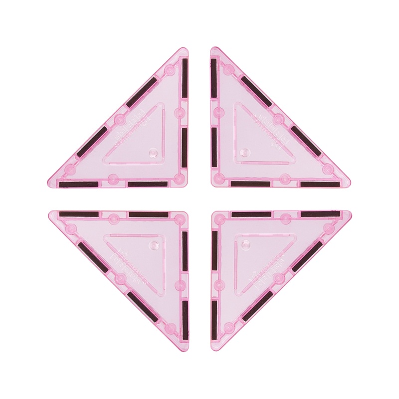 4 Piece Pink Right Triangle Magnetic Tiles