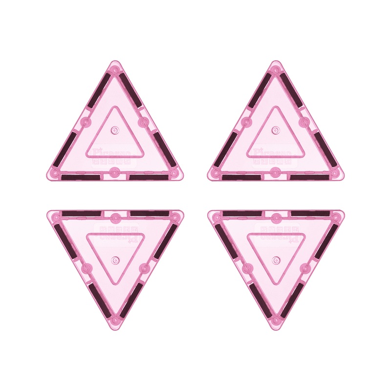4 Piece Pink Small Triangle Magnetic Tiles