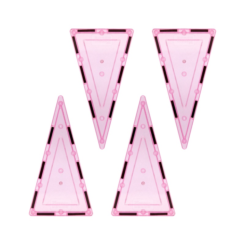 4 Piece Pink Tall Triangle Magnetic Tiles