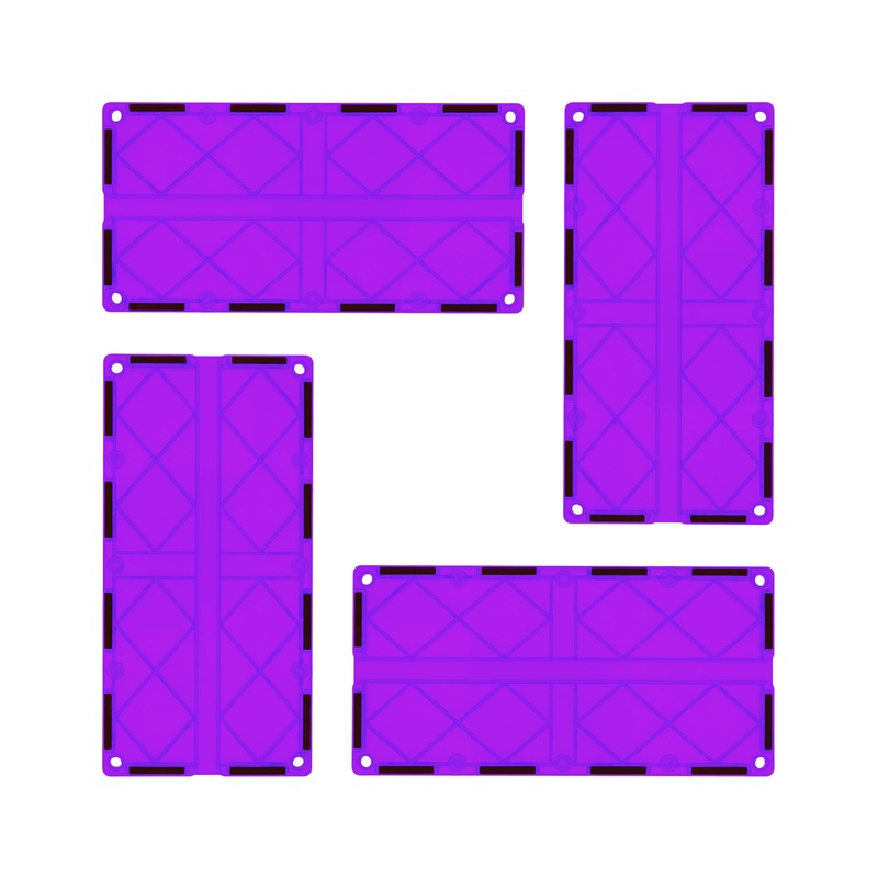 4 Piece Purple Race Car Track Long Magnetic Tiles