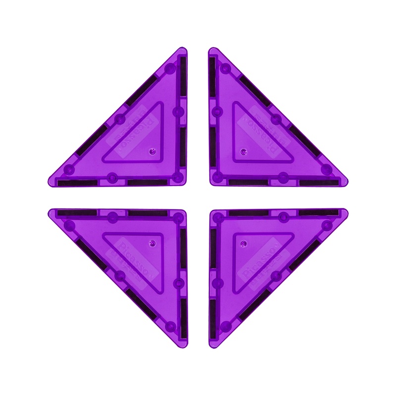 4 Piece Purple Right Triangle Magnetic Tiles
