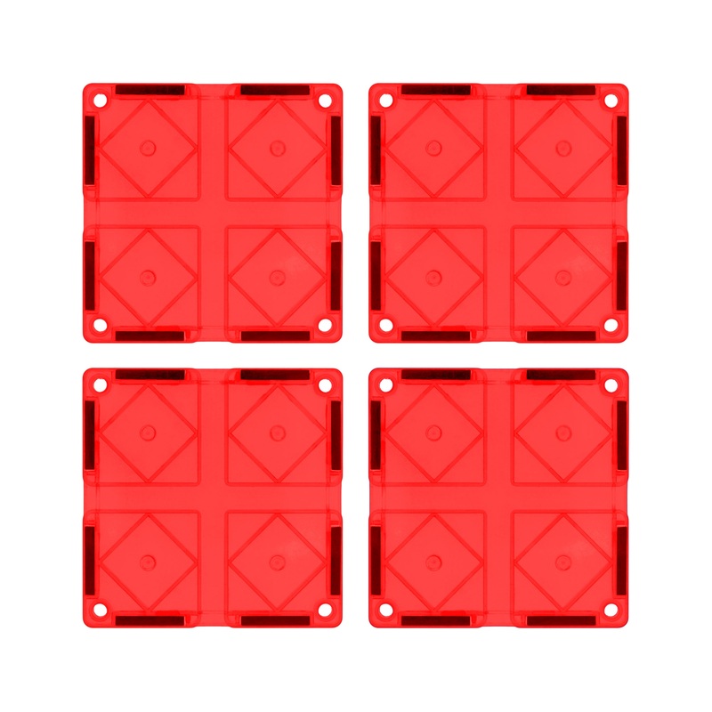 4 Piece Red Race Car Track Short Magnetic Tiles