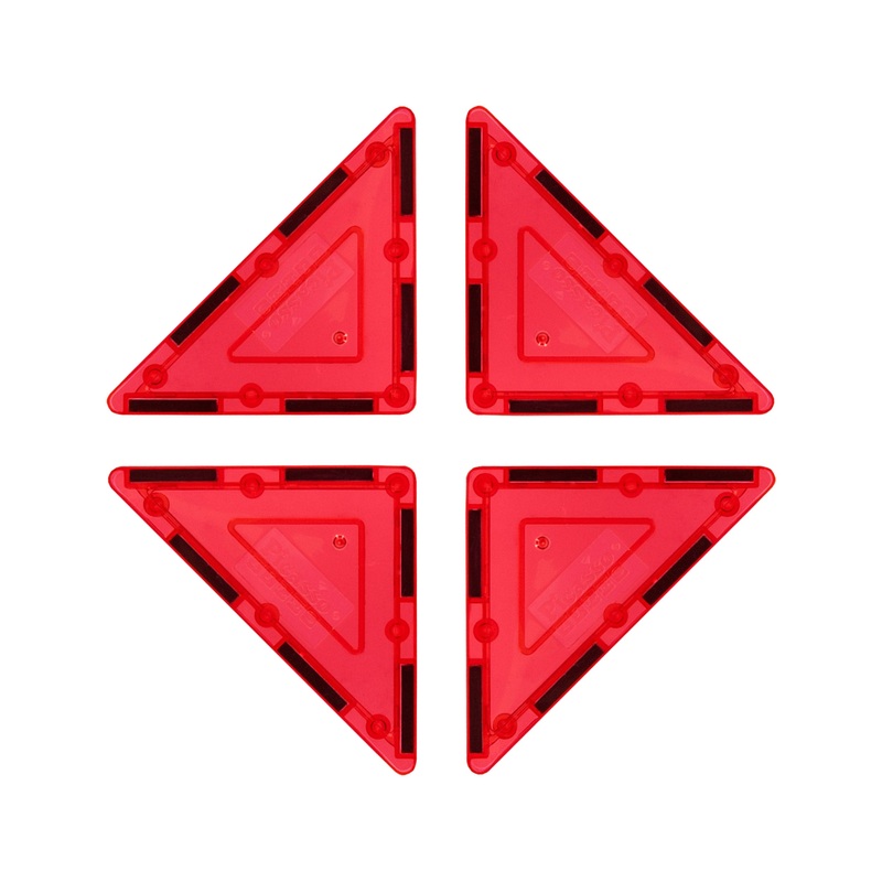 4 Piece Red Right Triangle Magnetic Tiles