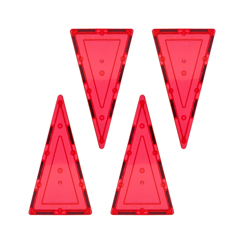 4 Piece Red Tall Triangle Magnetic Tiles