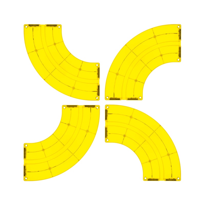 4 Piece Yellow Race Car Track Quarter Round Magnetic Tiles