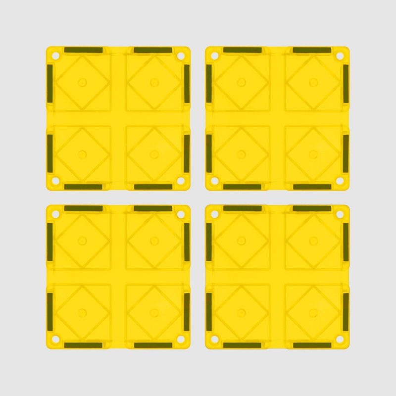 4 Piece Yellow Race Car Track Short Magnetic Tiles