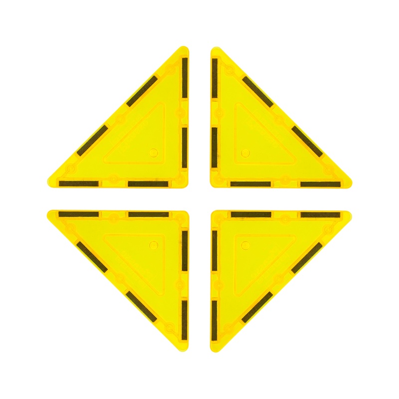 4 Piece Yellow Right Triangle Magnetic Tiles