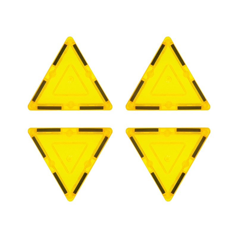 4 Piece Yellow Small Triangle Magnetic Tiles