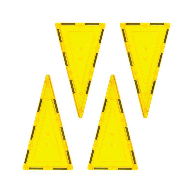 4 Piece Yellow Tall Triangle Magnetic Tiles