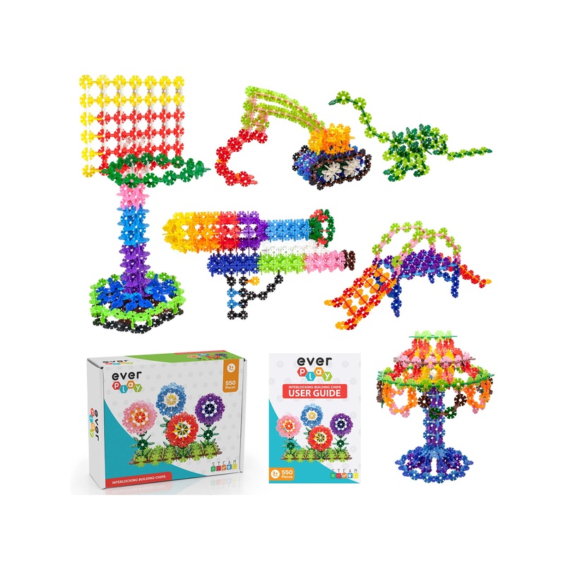 EverPlay 550 Piece Building Construction Toy Interlocking Chips