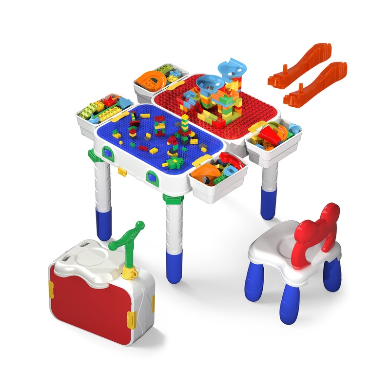 Kids Building Block Activity Center Suitcase Table Set