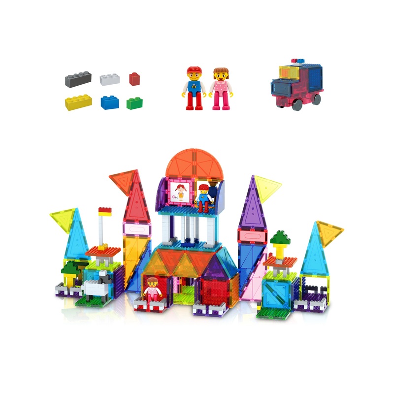 Magnet Tile + Brick Blocks Compatibility Building Set