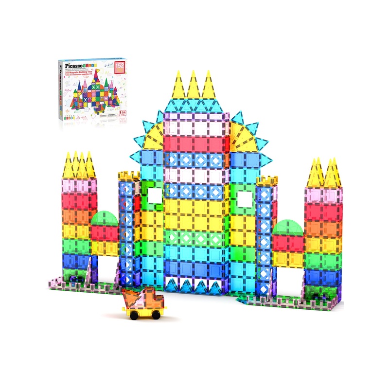Magnetic Tile Block Design and Mirror Building Set - 152 Pieces