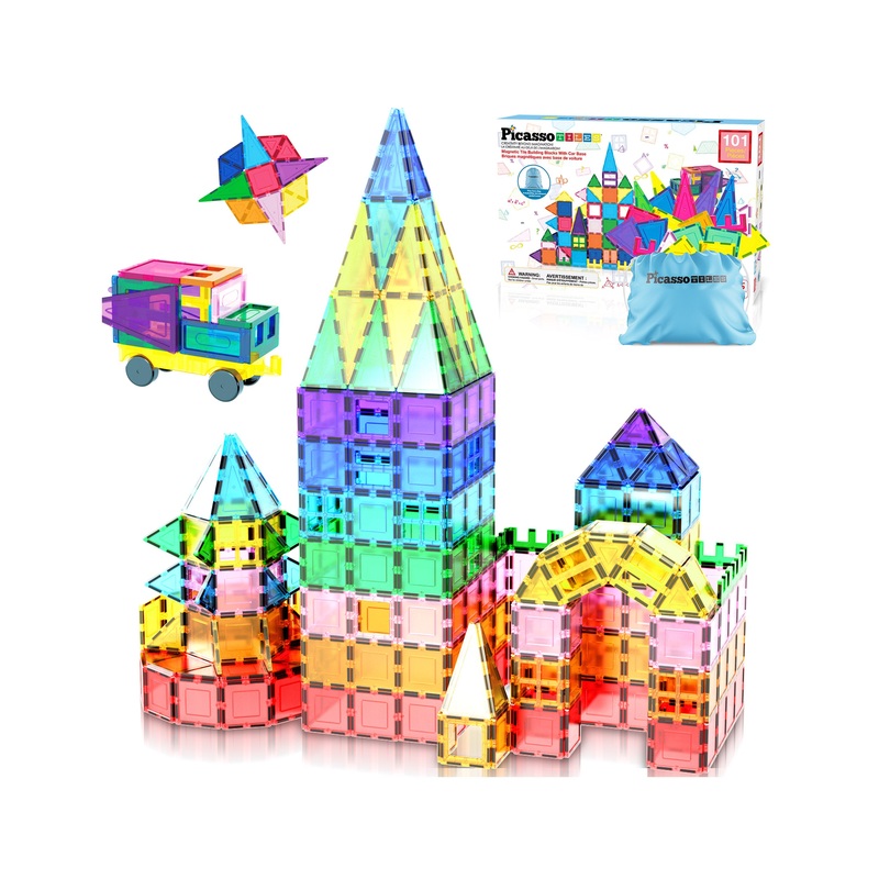 Magnetic Tile Building Blocks with Storage Carry Bag - 101 Pieces