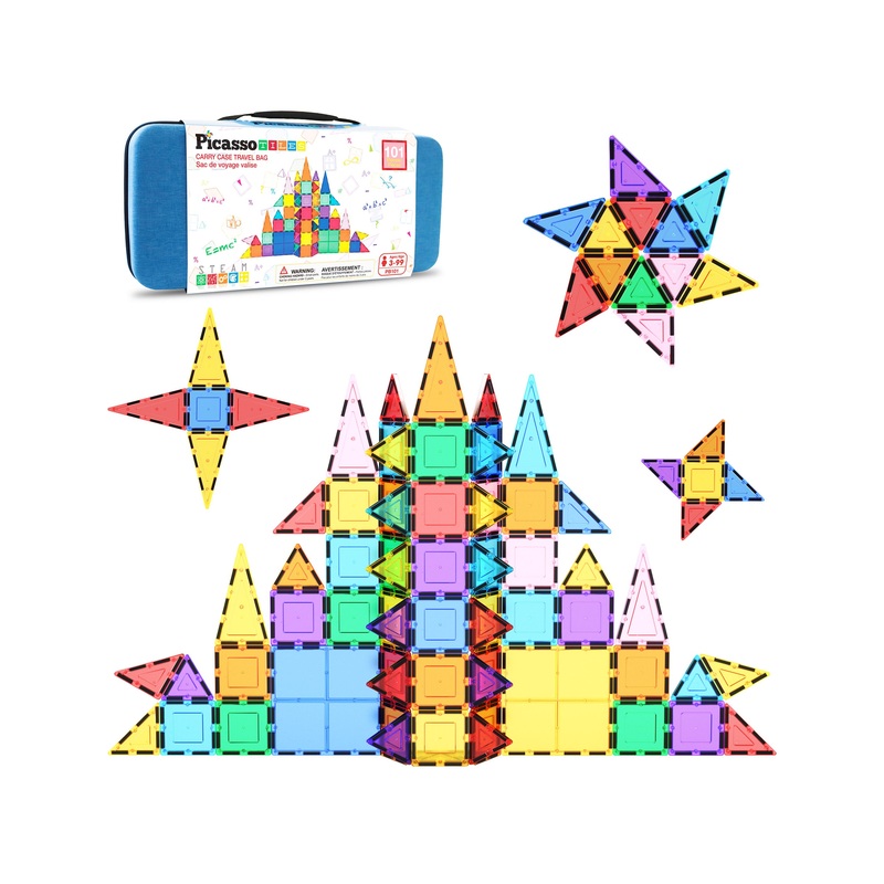 Magnetic Tiles with Toy Carry Case - 101 Pieces