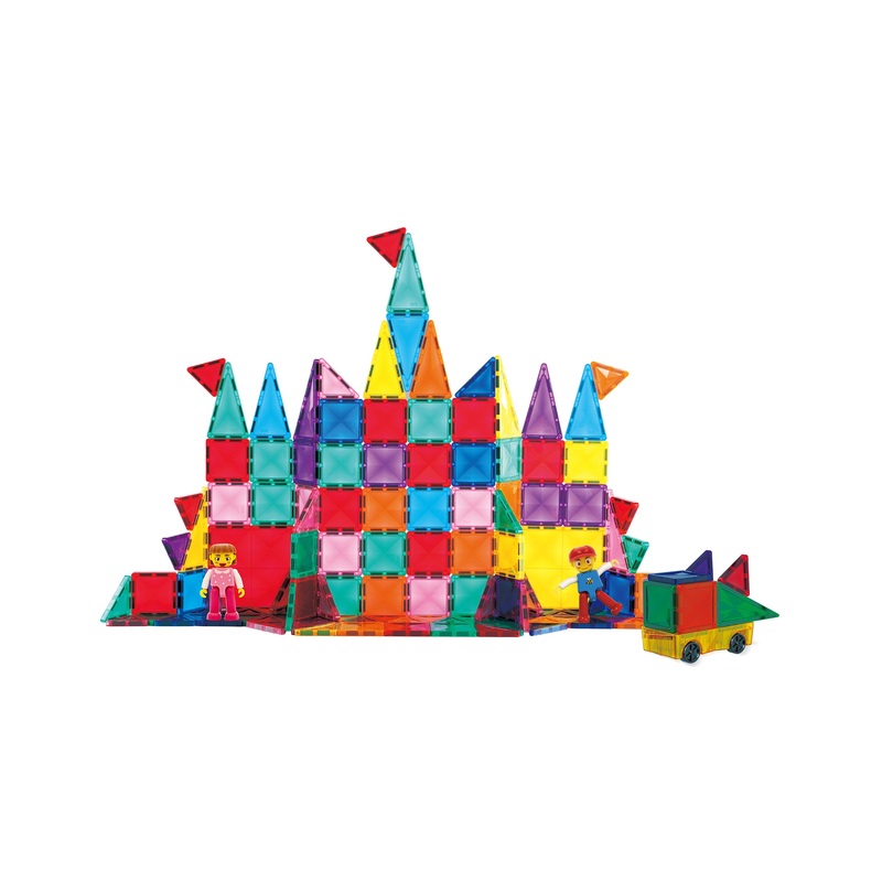 Mini Diamond Travel Size 120pc Magnet Tiles with Figures and Car Set
