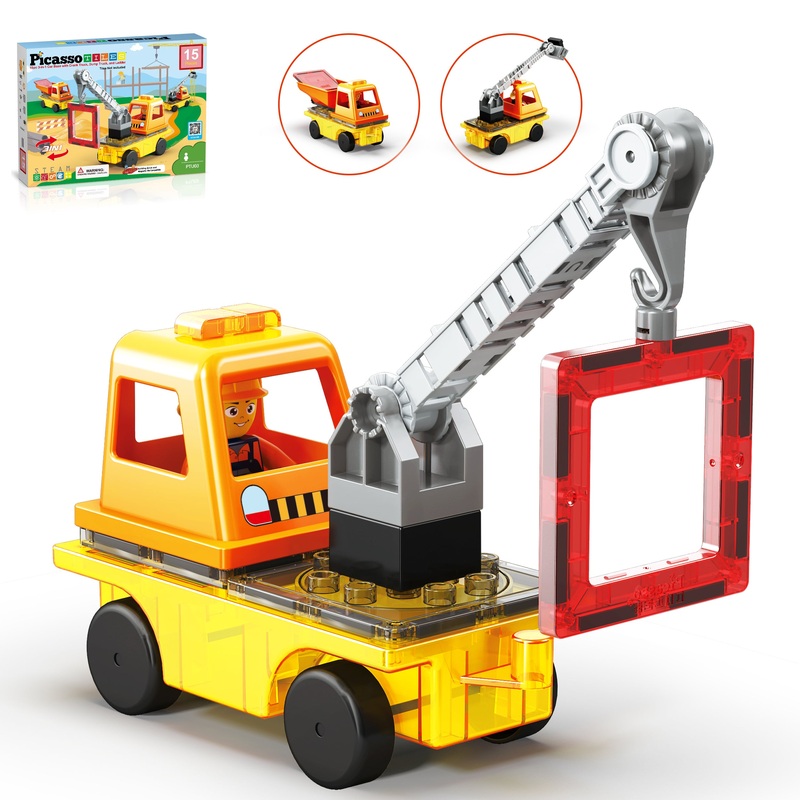 3-in-1 Magnetic Tile Building Brick Blocks Construction Set