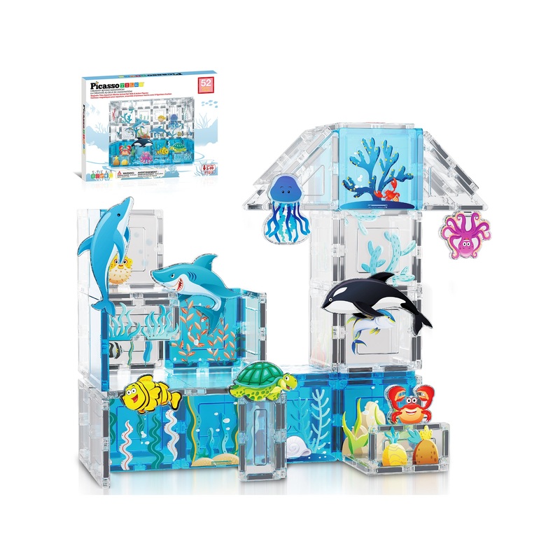 52 Piece Aquarium Marine World Magnet Tile Set with Oceanic Characters