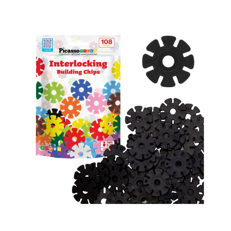 Building Chip Interlocking Disc Construction Blocks in Color Black
