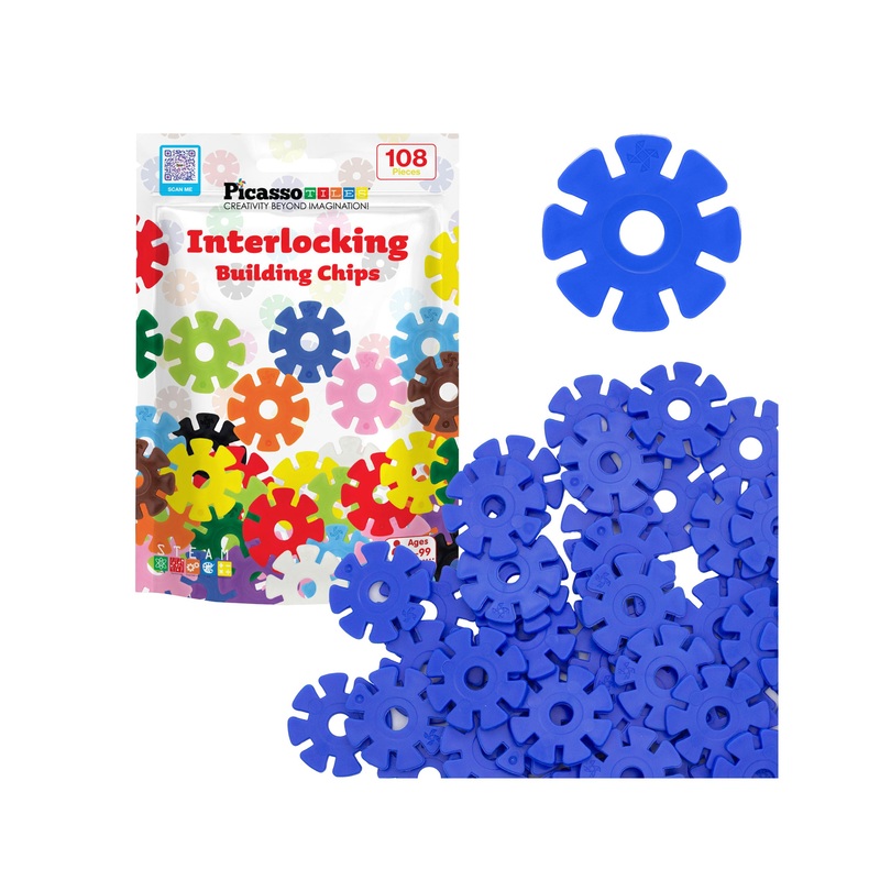 Building Chip Interlocking Disc Construction Blocks in Color Blue