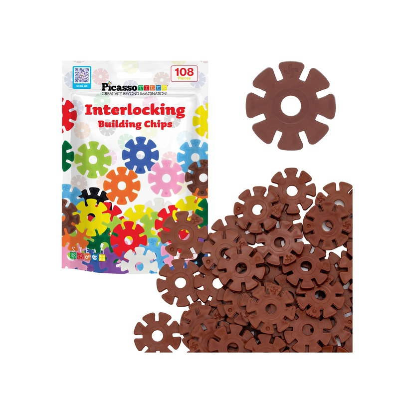 Building Chip Interlocking Disc Construction Blocks in Color Brown