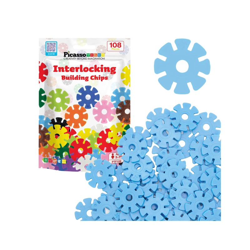 Building Chip Interlocking Disc Construction Blocks in Color Light Blue